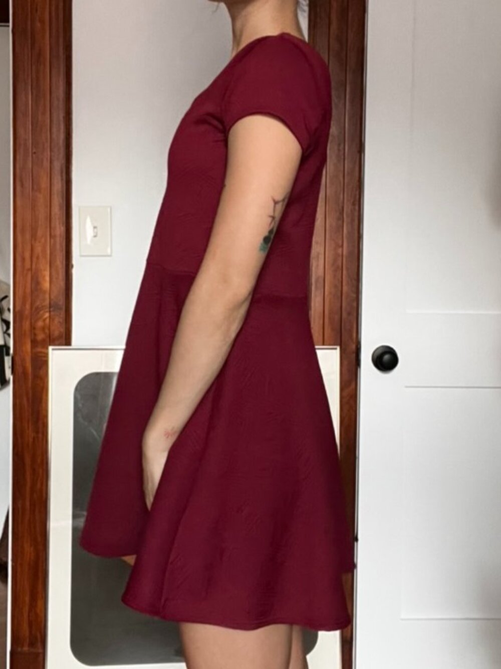 Red A-Line Scoop Neck Dress - Picture 2 of 4